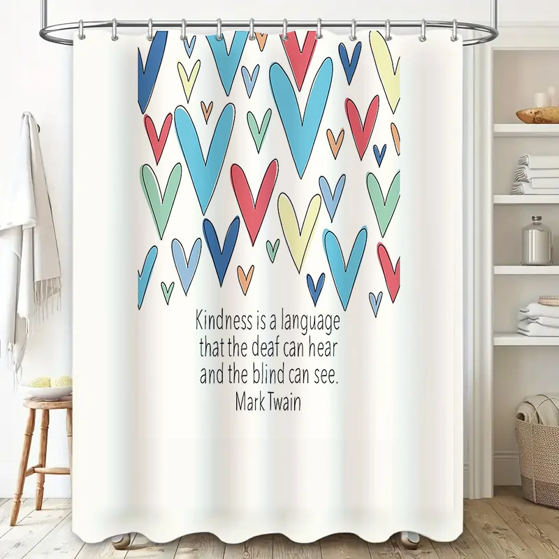 Inspirational Quote Shower Curtain Botanical Floral Home Decor Bathroom Art Positive Vibes Peaceful Nature Zen Aesthetic Gift