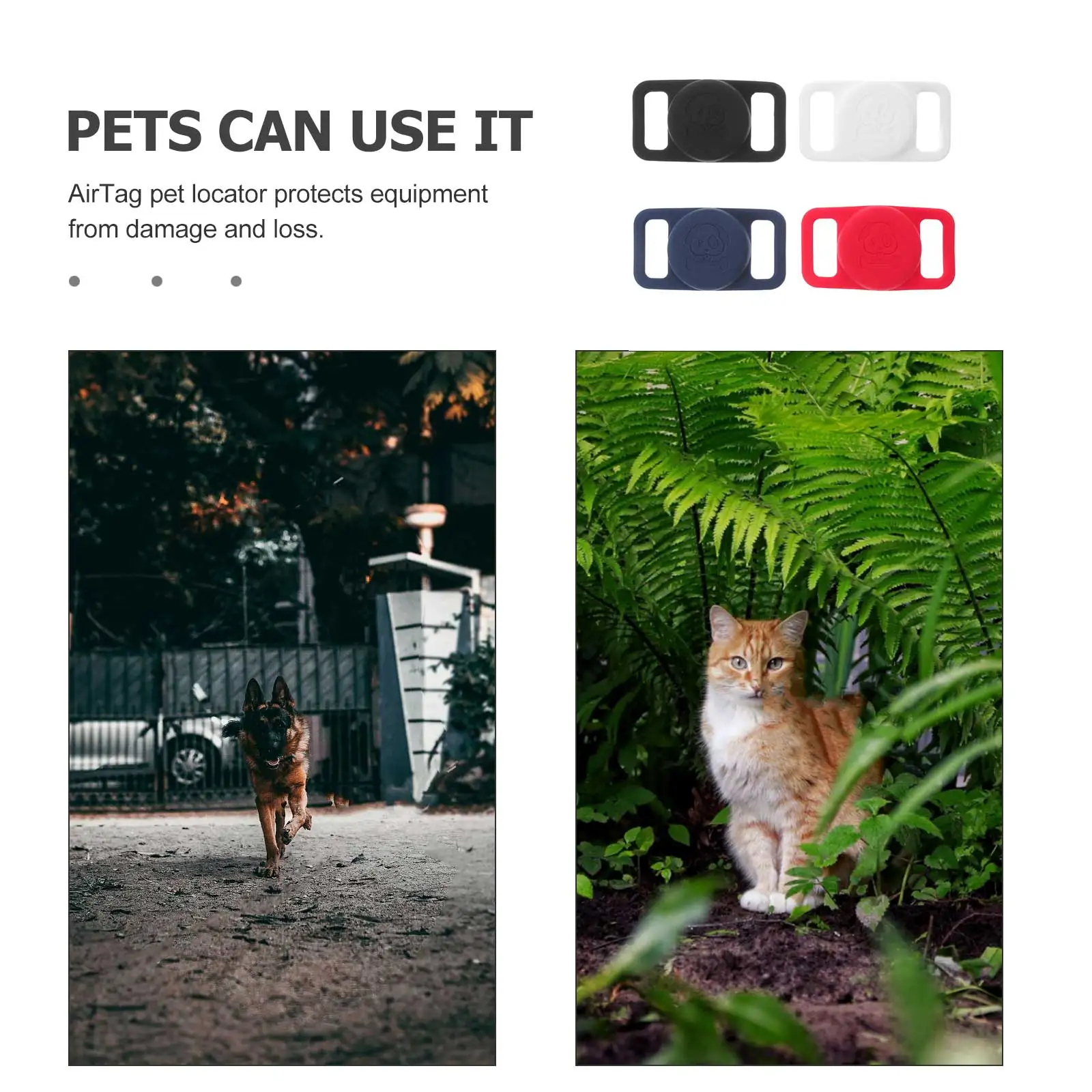 

4pcs Pet Tracker Silicone Cover Lightweight Shockproof Case for Apple Locator Waterproof Tracer Dog-collar Compatible