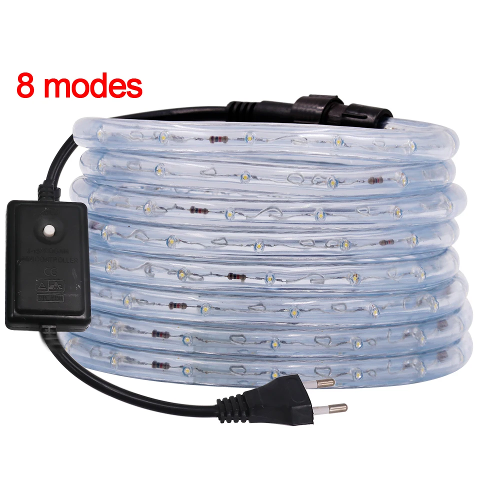 360 Round LED Strip Light Rainbow RGB Neon Tube Light Flexible LED Tape Rope 8 Mode Waterproof Stripe Lamp for Outdoor 220V 110V