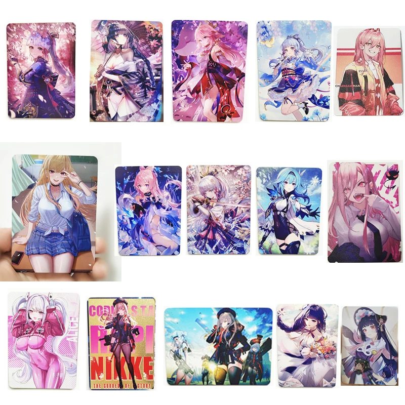 

Anime Goddess Story Kamisato Ayaka Beelzebul Kitagawa Marin Power Metal Cards Rare Children's Toys Boys Birthday Gifts