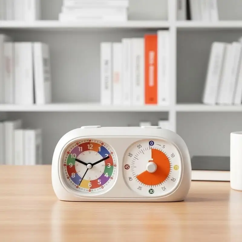 2 In 1 Visual Timer Silent Alarm Clock Compact Size Time Management Tool for Kids Students Travel Study Use