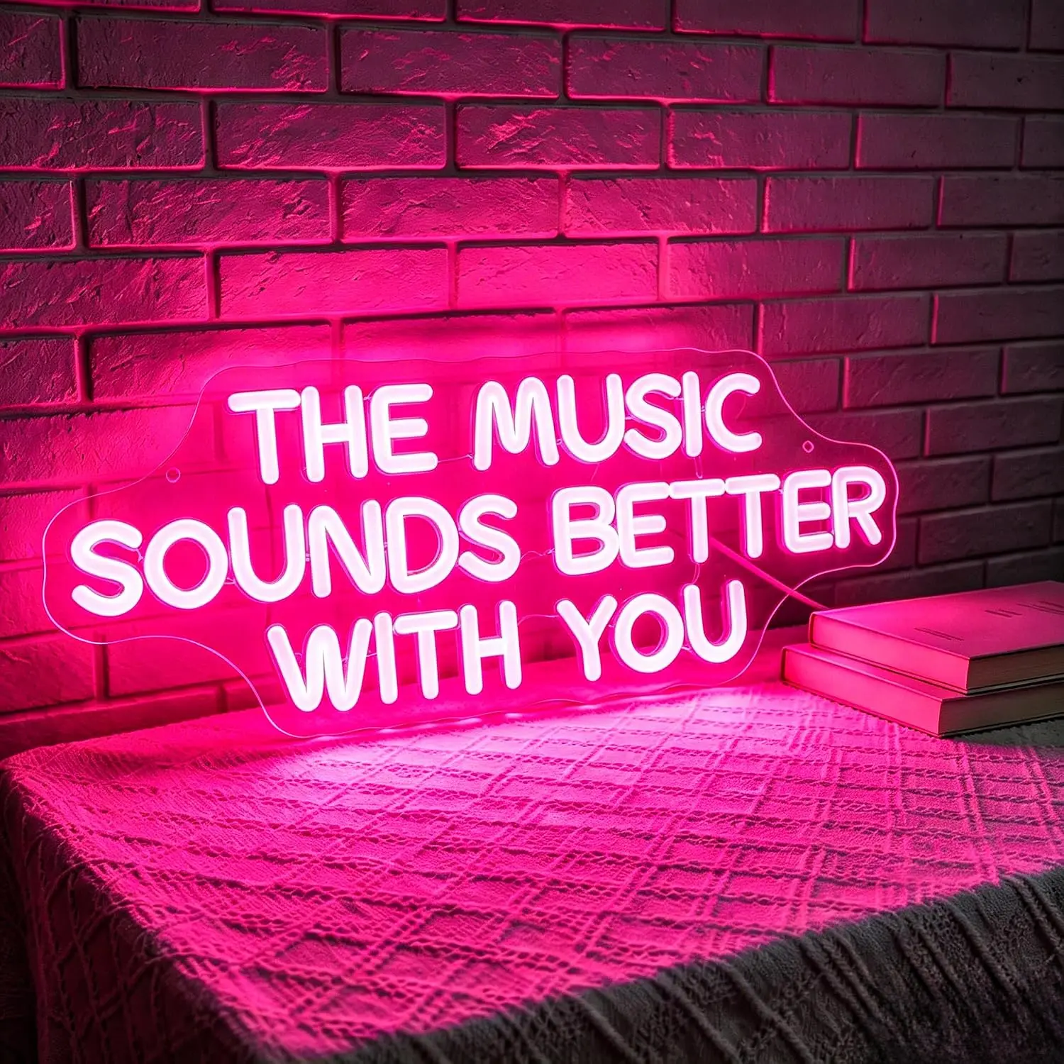 USB Neon Sign The Music Sounds Better With You LED Neon Light  Bedroom Wedding Bar Cafe Music Studio Home Wall Decor Gift