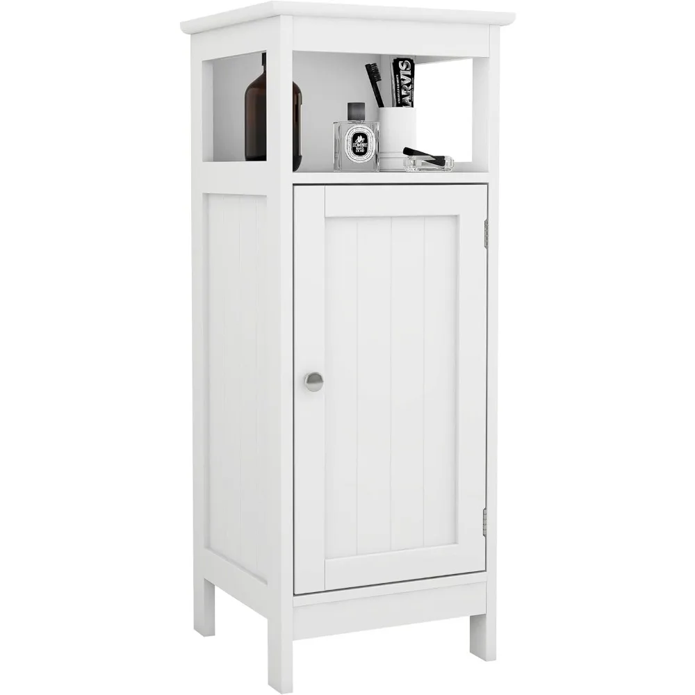 

Bathroom Floor Cabinet with Single Door Freestanding Storage Cabinet with Adjustable Shelf for Bathroom Kitchen Living Room,Whit