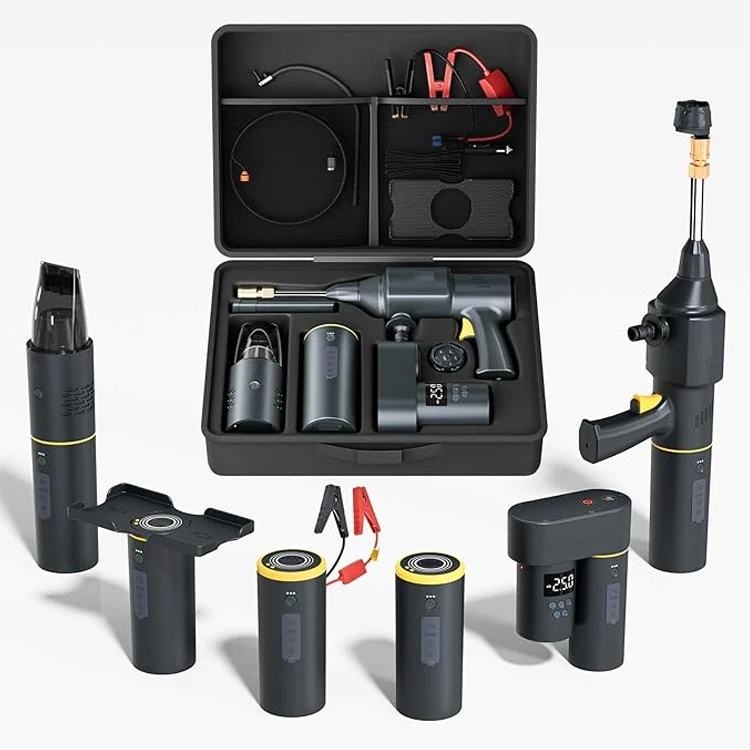 5 in 1 Car Kit 19000Pa Car Vacuum Cleaner 200psi Washer Flashlights Portable 150psi Tire Inflator 15000mah Car Jump Starter