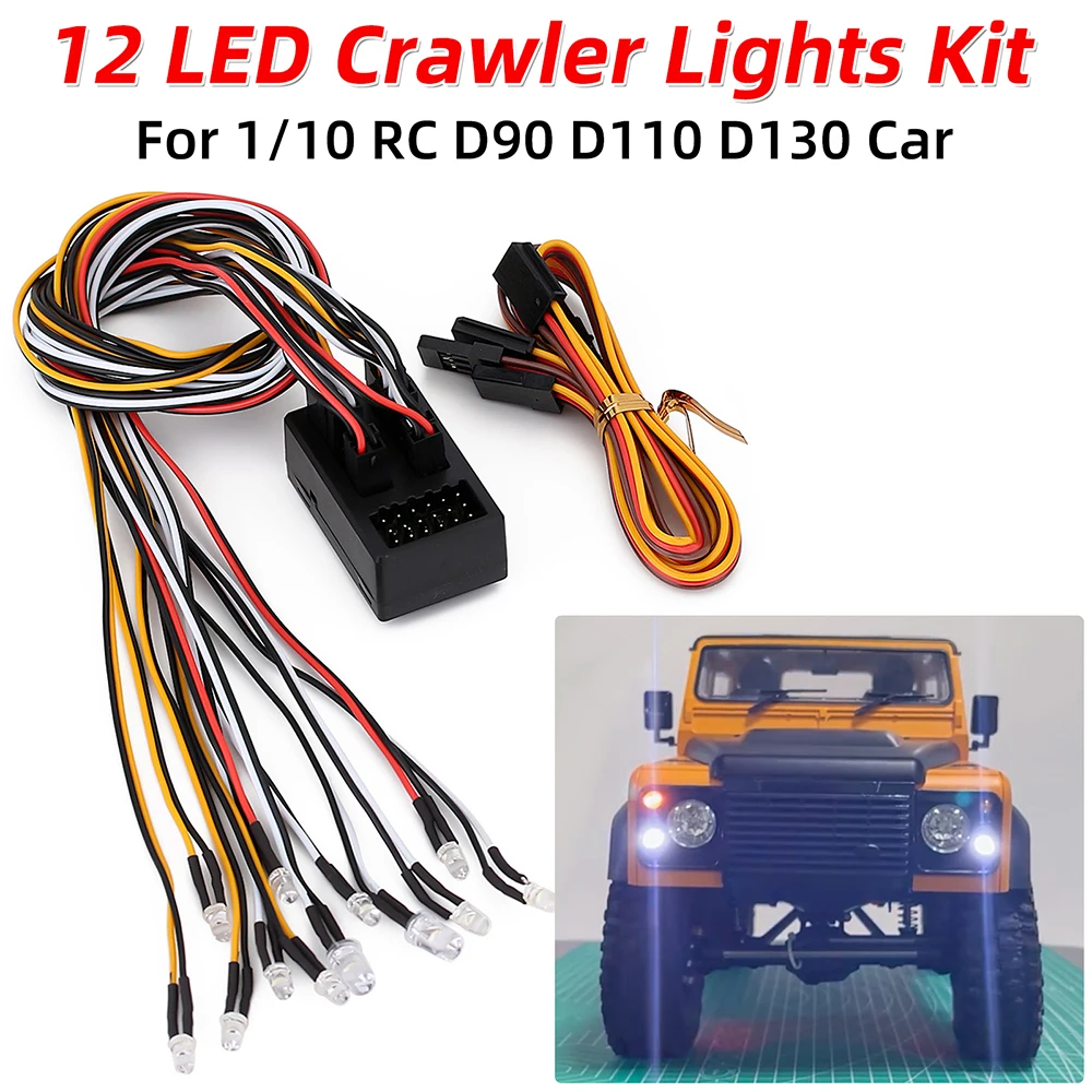 

RC Car 12 LED Flash Lights Kit for 1/10 RC Crawler Accessories D90 D110 D130 Defender Hard Body Shell RC Car Parts RC Light