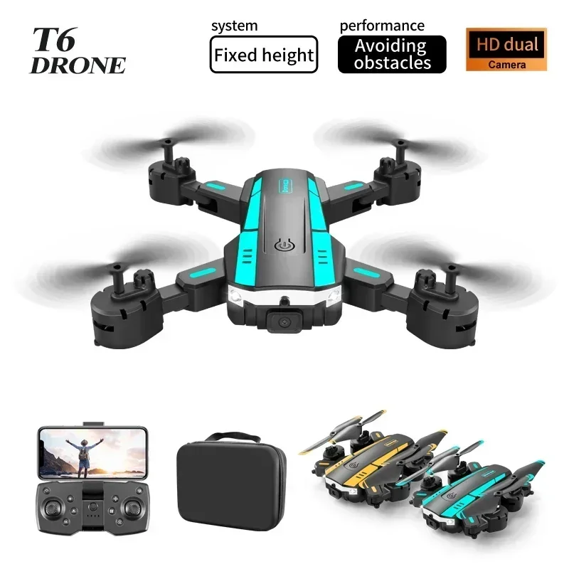 

T6 Drone professionnel HD Dual Camera Drones FPV Obstacle Avoidance Remote Control Aerial Photography Four Axis Drone Toys