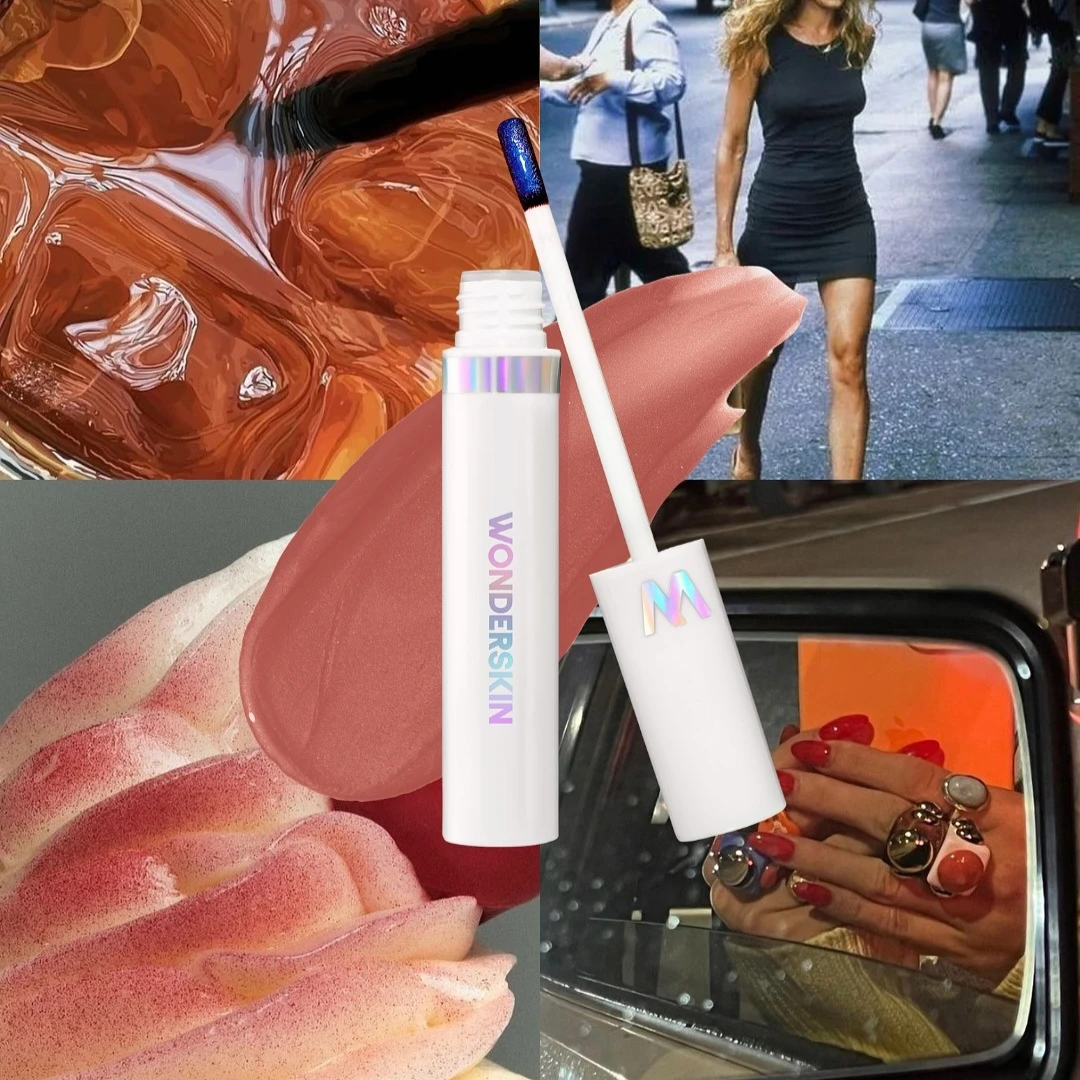 ملمع شفاه وندر سكين يدوم طويلاً ومقاوم للماء بلون وردي، لا يترك أثراً على الكوب، مستحضرات تجميل طبيعية مذهلة