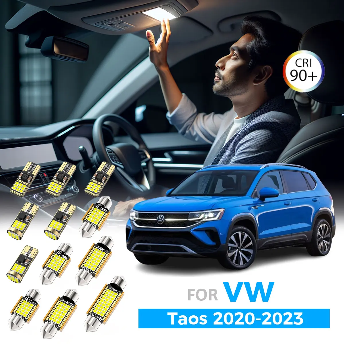 

AENVTOL 10 шт. Canbus для VW Volkswagen Taos 2020 2021 2022 2023 автомобильный светодиодный внутренний купольный светильник для чтения багажа комплект лампочек аксессуары