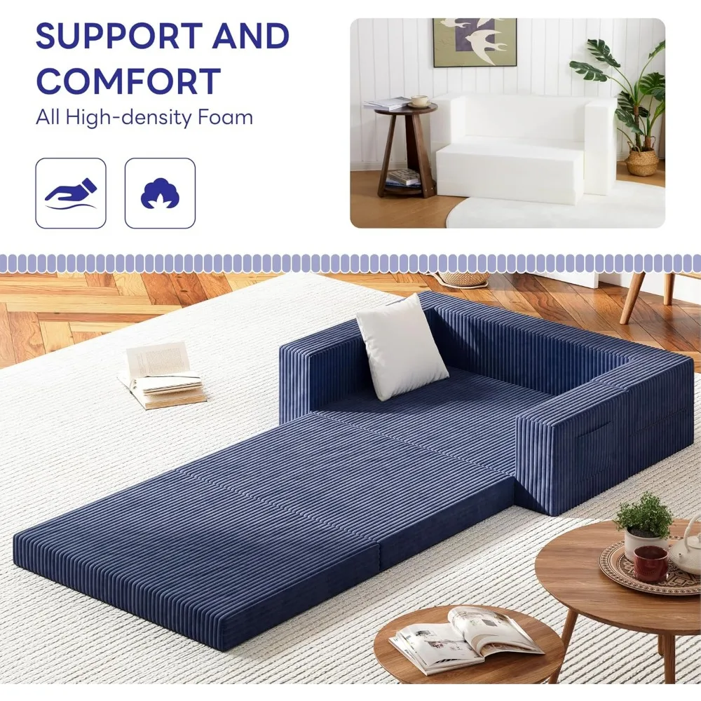 كرسي نوم 3 في 1 قابل للتحويل مع مسند للذراعين ودعم للظهر، وسرير أريكة قابل للطي، وأريكة فوتون أرضية، مرتبة قابلة للطي، وأريكة كسولة