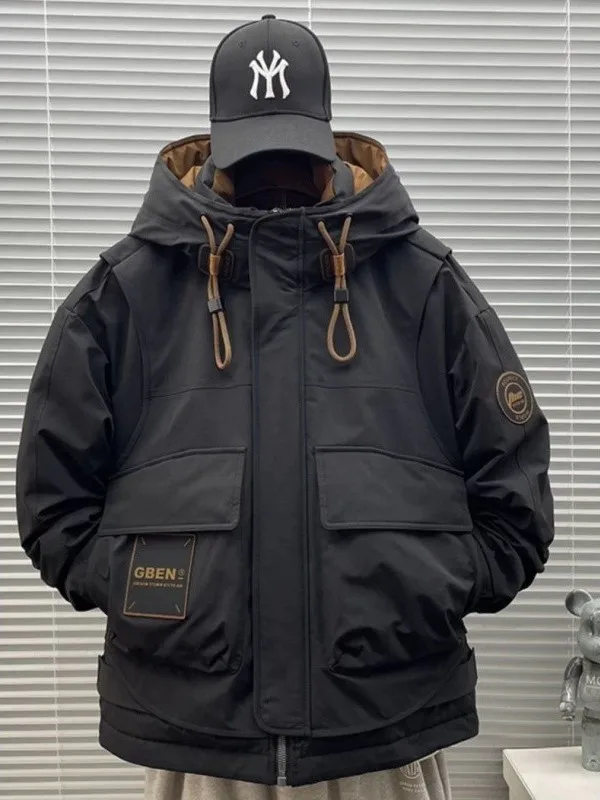 

plus Size Winter Warm Outdoor Workwear Jaet Men Women Casual Faion Hooded Cotton Coat Thiened Long Sve Zipper Closure
