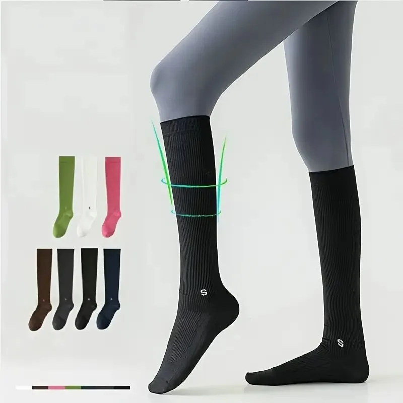 1 Paar professionelle Waden-Kompressionssocken, hohe Elastizität, atmungsaktiv, Komfort, ganzjährig, Laufen, Springseil, Sportsocken – Detail 3