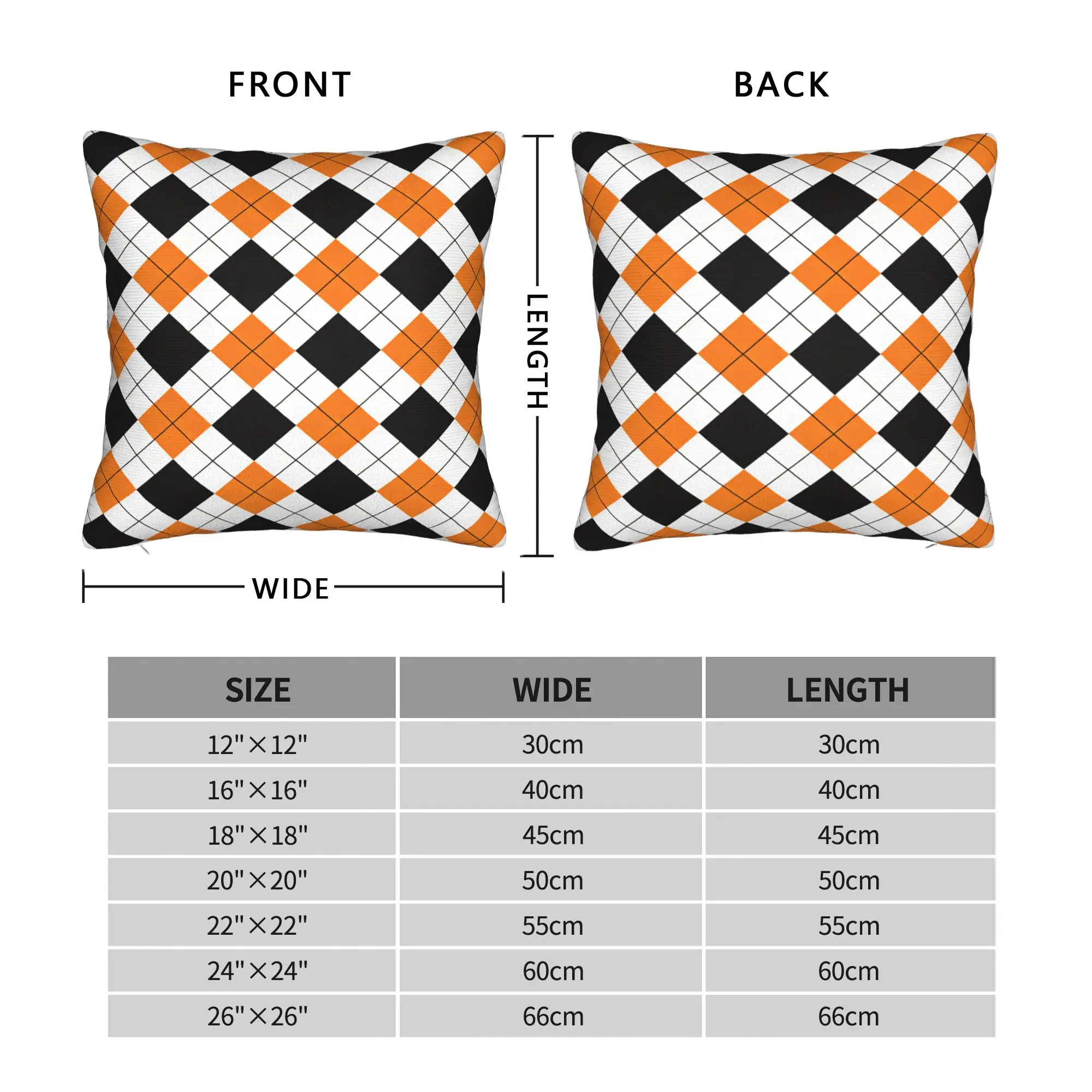 Orange Black Argyle Diamond Pillowcases  Funny Pillow Case For Living Room Sofa Comfy Pillow Cover