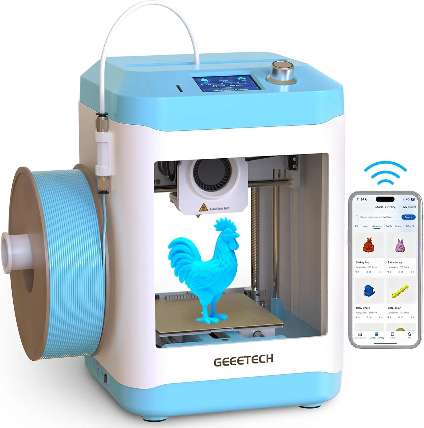 Kids Beginners Smart 3D Printer WiFi APP Control High Speed Quality Printing Fully Assembled Auto Leveling
