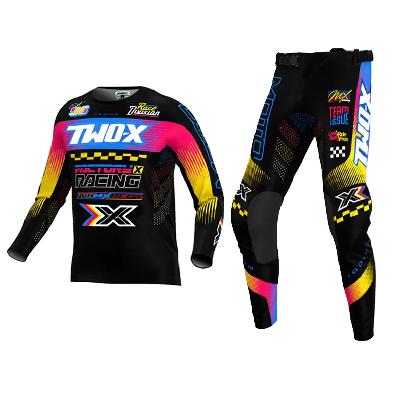 4 Color Two-X Podium 4-Way Dirt Bike MX Gear Set Off Road Kit Motorcycle Jersey Pant Set Motocross Race Combo Moto ATV Suit