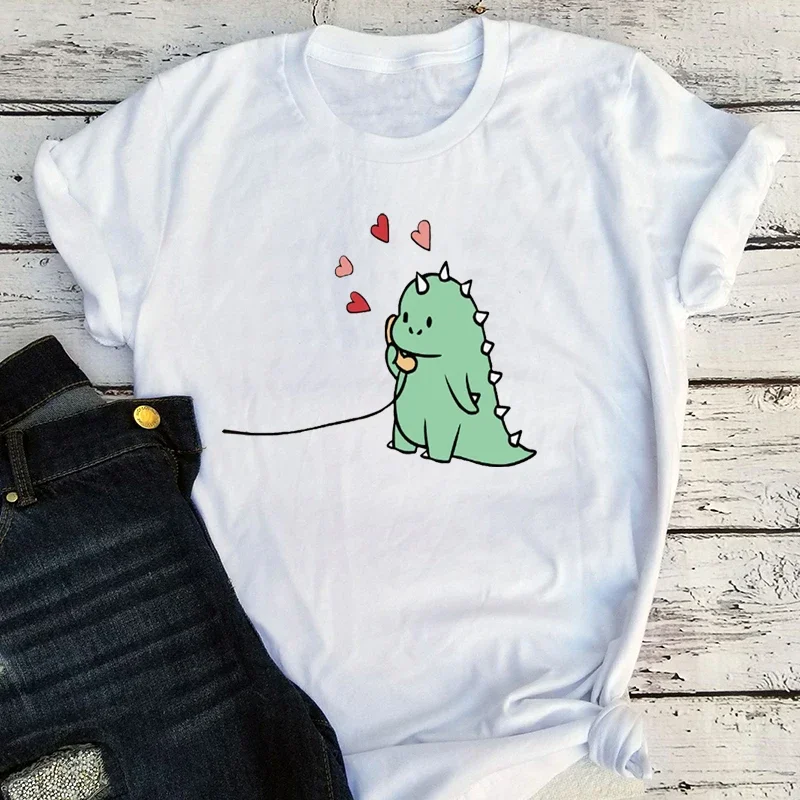 Kawaii Dinosaur Couple Shirt Cute Dinosaur Matching T-Shirts Gift for Her Matching Tee for Lovers Valentine Days Top m