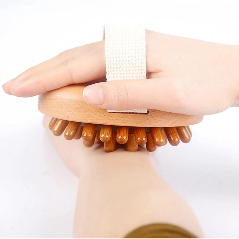 Body Anti Cellulite Brush Soothing Wooden Essential Oil Spa-Air Cushion Meridian Massage Brush Calf Kneading Instrumen