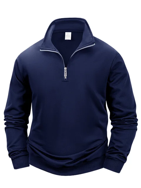 Autumn Men's Zipper Pullover Long Sleeve Sweater Men Warm Slim Casual Turtleneck Mock Neck Pullover Sweatshirts Tops 2