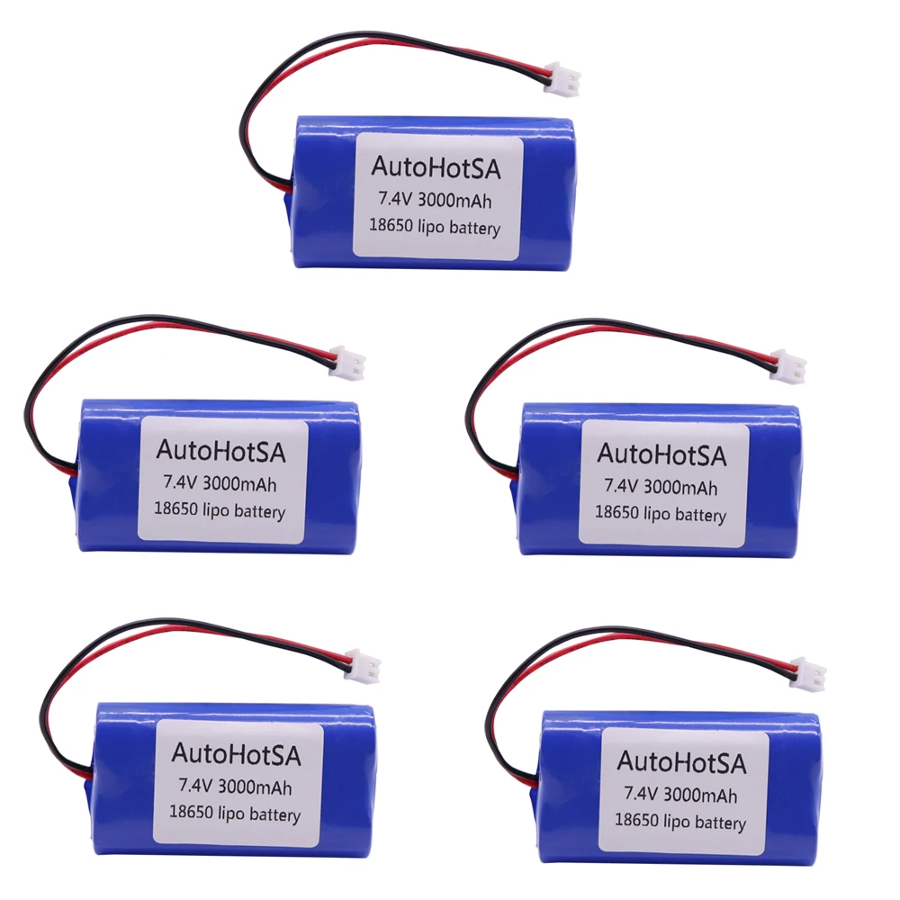 Akumulator litowo-jonowy 7,4 V 3000 mAh 18650 z wtyczką XH2.54 2P 7,4 V o dużej pojemności 18650-2S aktualizacja akumulatora litowego 3000 mah