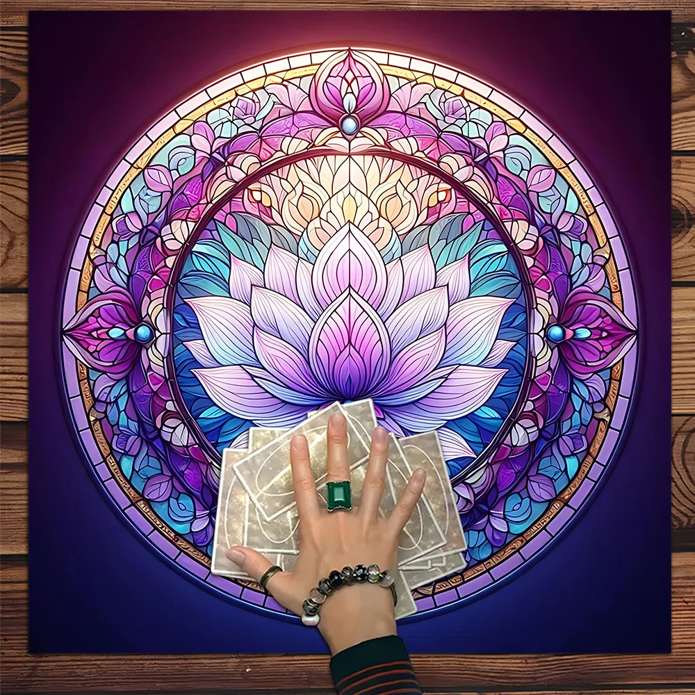 50/75cm Colorful Mandala Flower of Life Tarot Tablecloth with Celestial Energy & Astral Altar Cloth For Tarot Divination Decor