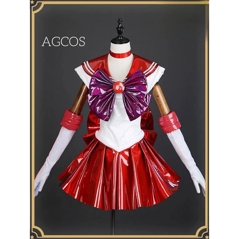 AGCOS Sailor Moon Hino Rei 30th Anniversary Cosplay Costume Sailor Mars Combats Dress Anime Roleplay Sexy Uniforms
