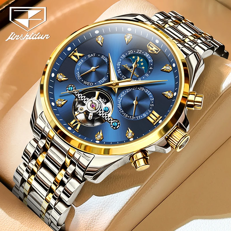 

JSDUN Brand Luxury Tourbillon Mechanical Watch for Men Stainless Steel Waterproof Clock Fashion Mens Watches Relogio Masculino