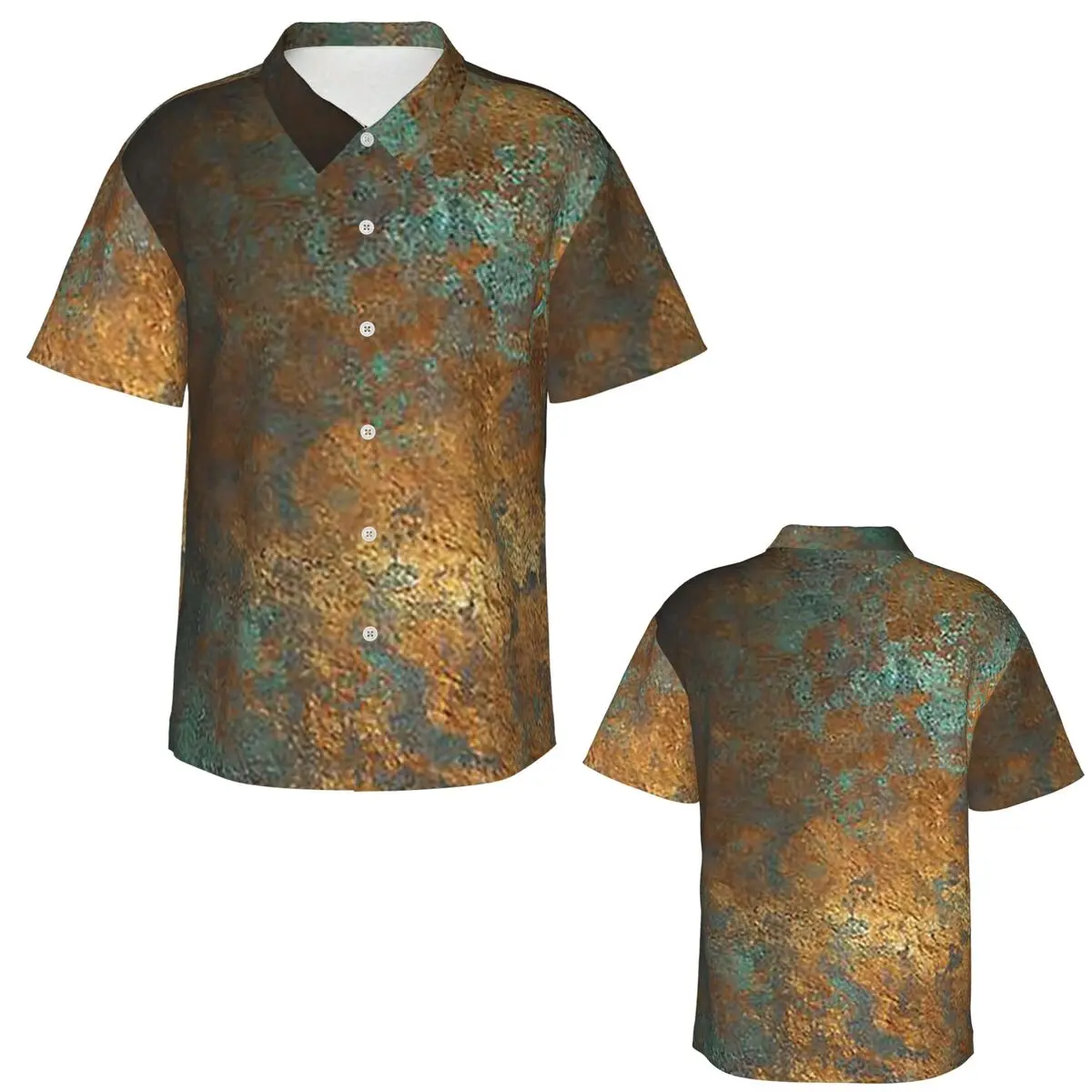 Oxidized Copper Hawaiian Shirts Casual Men Short Sleeve Shirt for Summer Beach Men's Button Tops