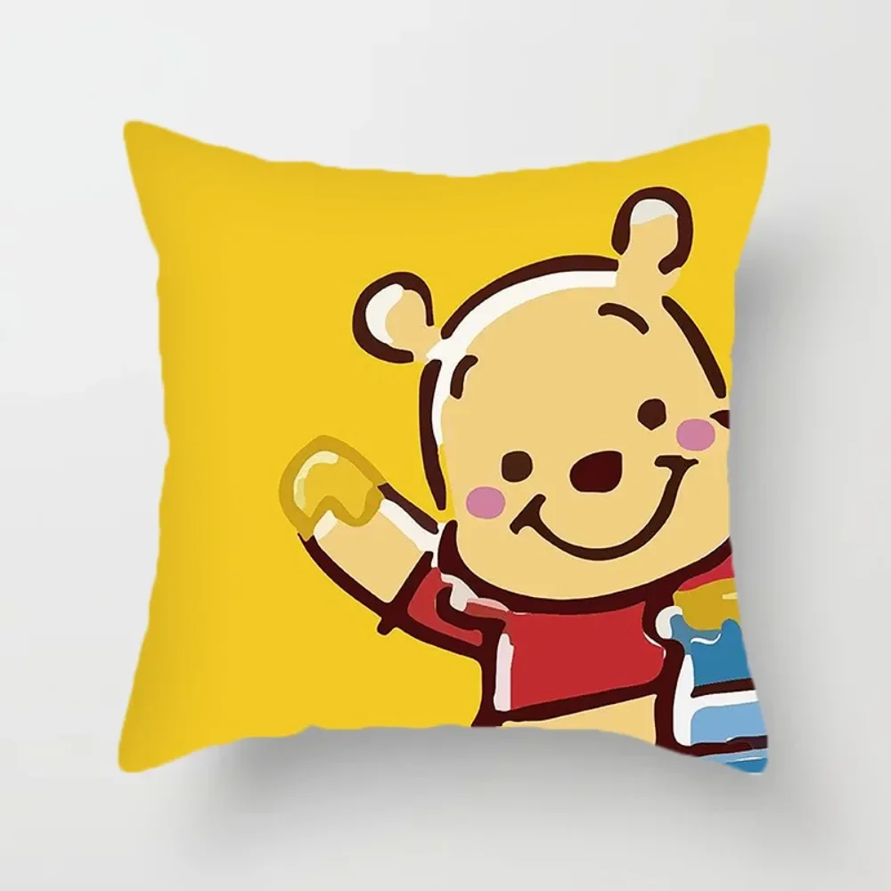 Disney Anime Peripheral Cute Winnie Cartoon Throw Pillow Pillowcase Living Room Sofa Cushion Cover Decoration Festivals Gift