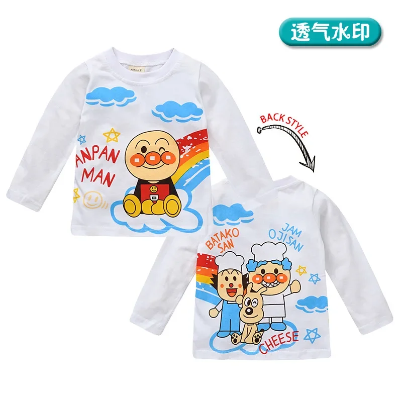 Nowy Cartoon Anpanman drukuj Kid T Shirt wiosna jesień dzieci Baby Boy dziewczyna koszulki z długim rękawem bawełniane ubrania maluch topy Tee