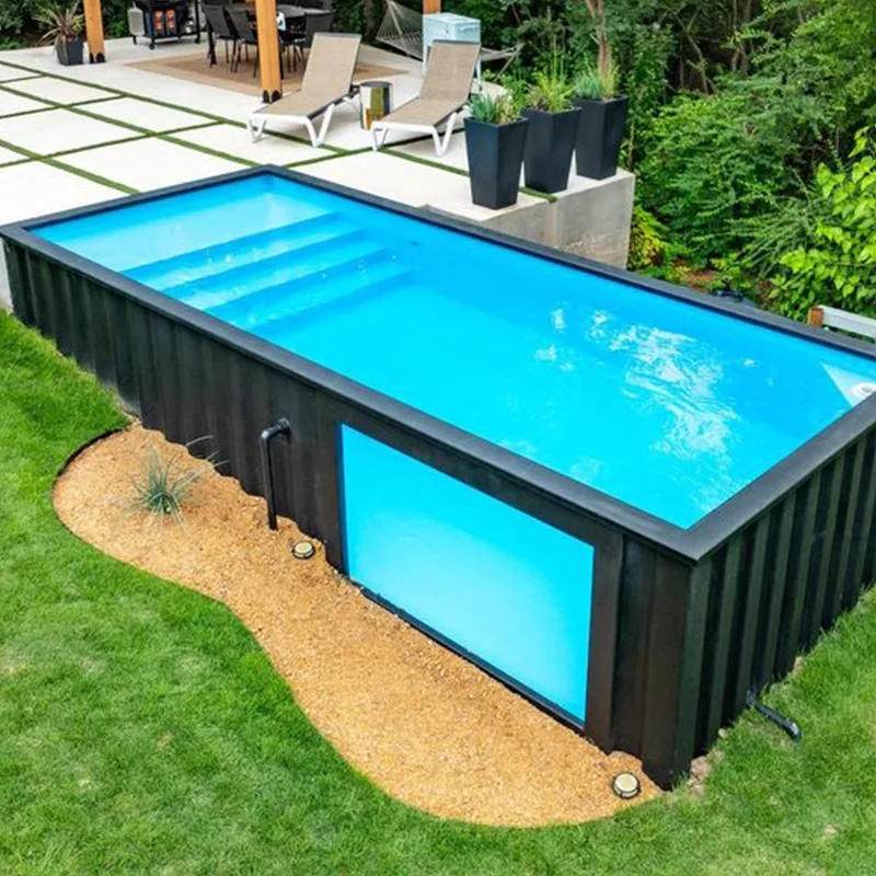 Large Container Swimming Pool 20ft 40ft Long Durable Outdoor Above Ground Swimming Container for Resort Family Customized Sale