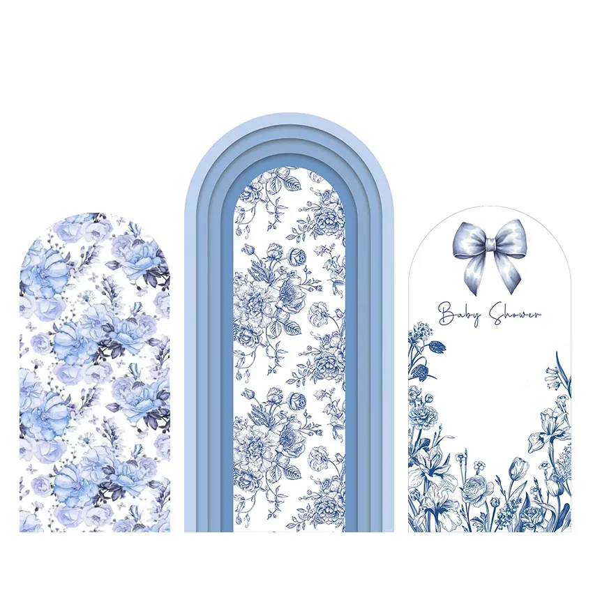 Mehofond Custom 2-Sided Blue Floral Bow Pattern Kids Birthda