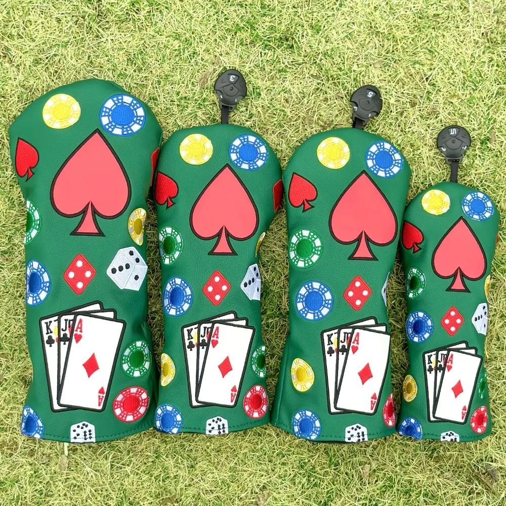 1pc/4pcs Poker Chips Design Golf Club Covers | Protective Head Covers for Driver, Fairway, Hybrids - Funny and Stylish