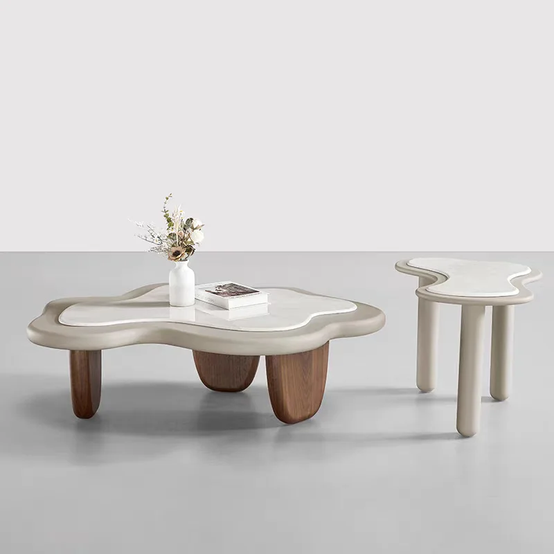 

Living room designer medieval style light luxury cream style round side combination special-shaped coffee table sofa corner