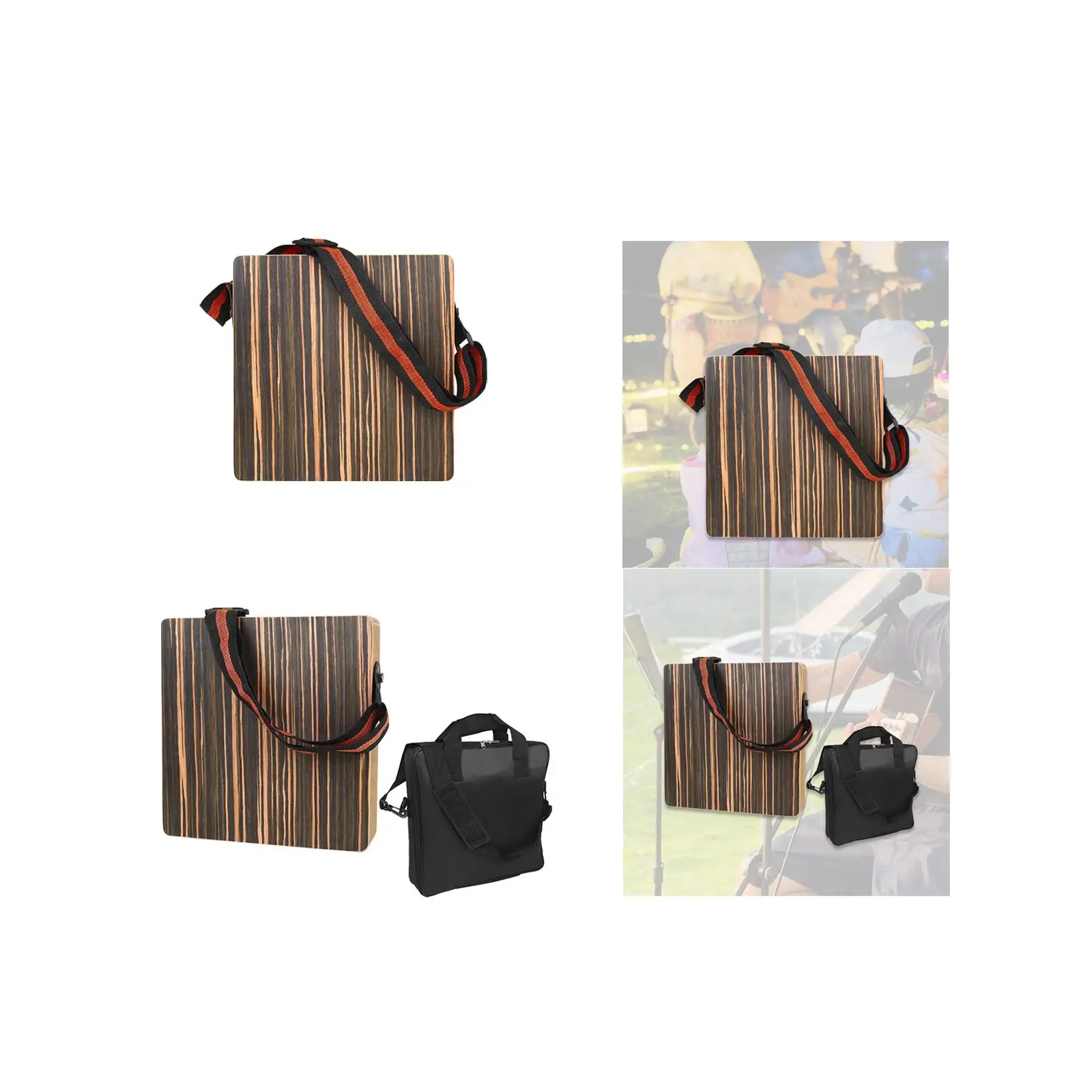 

Portable Cajon Drum Wood Hand Drum Unique Appearance with Adjustable Strap