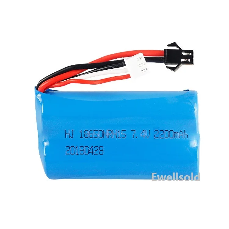 7.4v 2200mAh 18650 Li-ion Battery SM plug/USB for WPL MN99S D90 U12A S033g Q1 H101 H103 RC Toys cars /Trucks/boats/helicopter