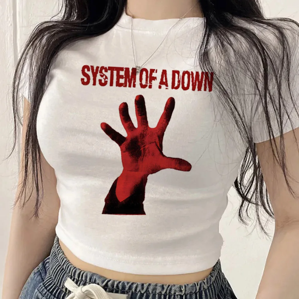 System of a Down cropped top ladies alternative  clearance sales graphic harajuku 2000s t shirt gyaru japan alternative  party