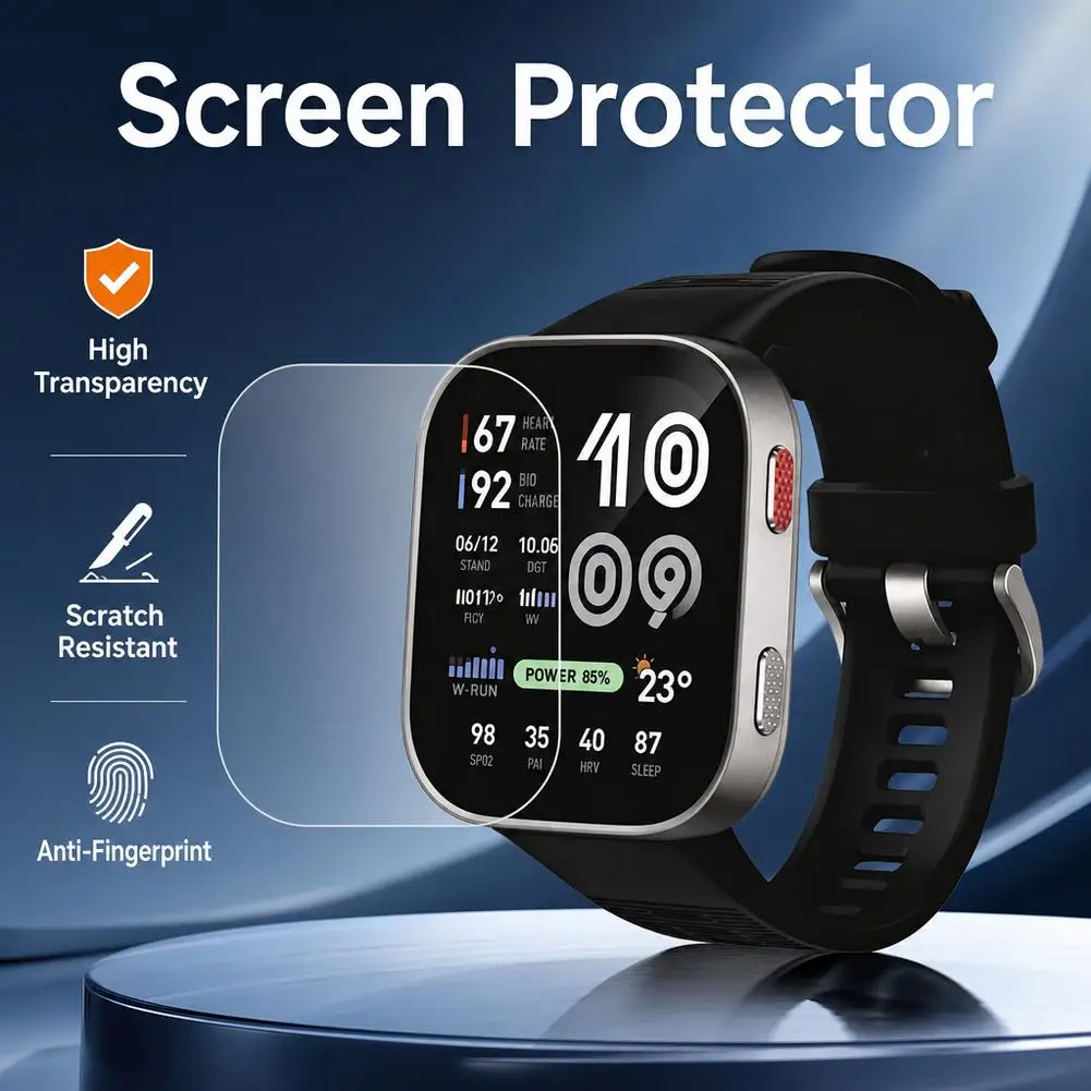 NEW Screen Protector for Amazfit Bip Max, HD Clear Soft Film, Scratch Resistant Composite Film, Full Coverage Bubble-Free
