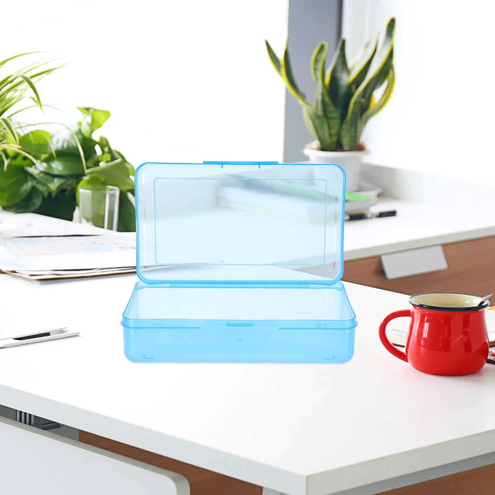 2Pcs Lightweight Transparent Plastic Pencil Case Large Capacity for Office Sketching Portable Stationery Container
