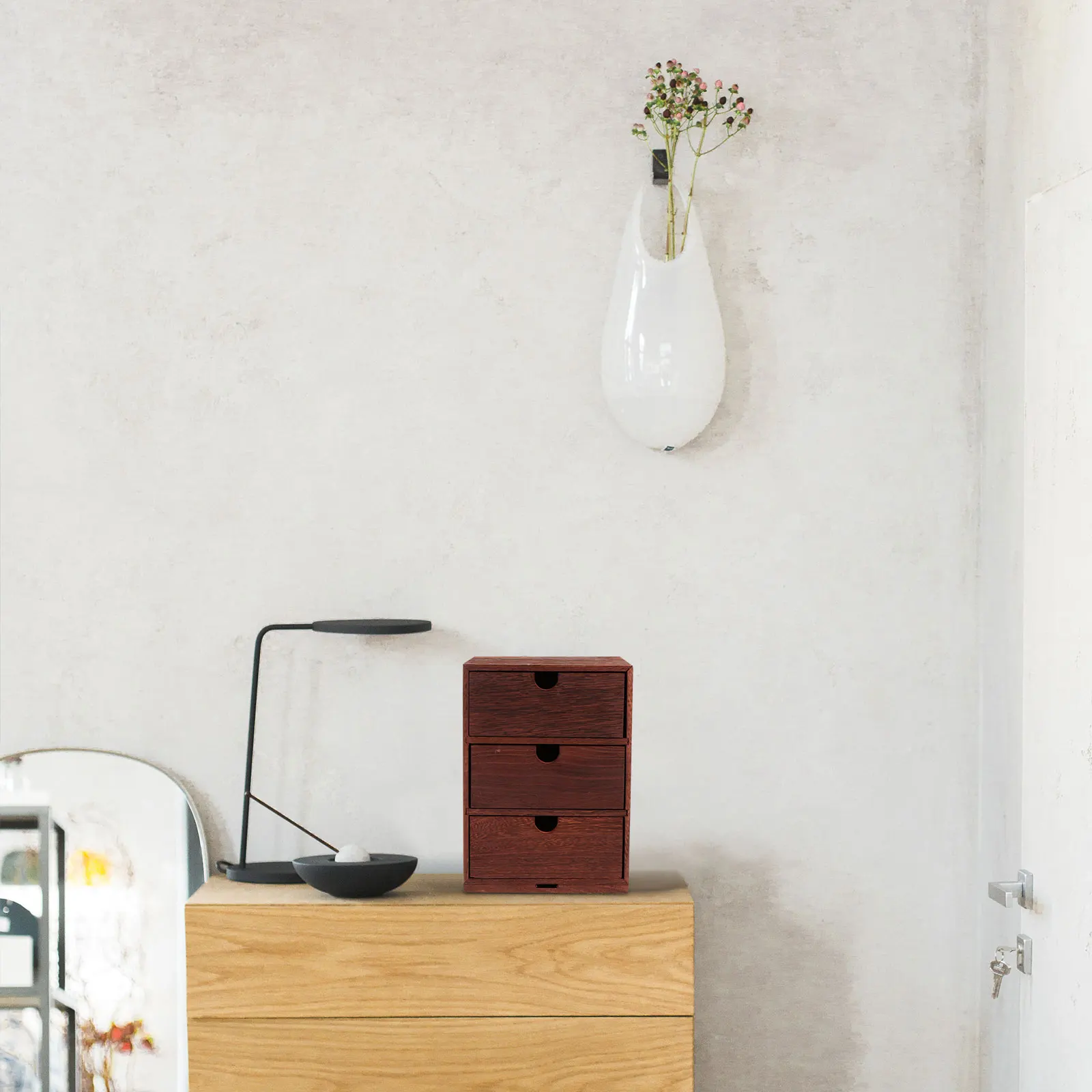 

1pc Multifunctional Solid Wood Storage Box Desktop Organizer for Bedroom Home Decorative Container Cosmetics Stationery