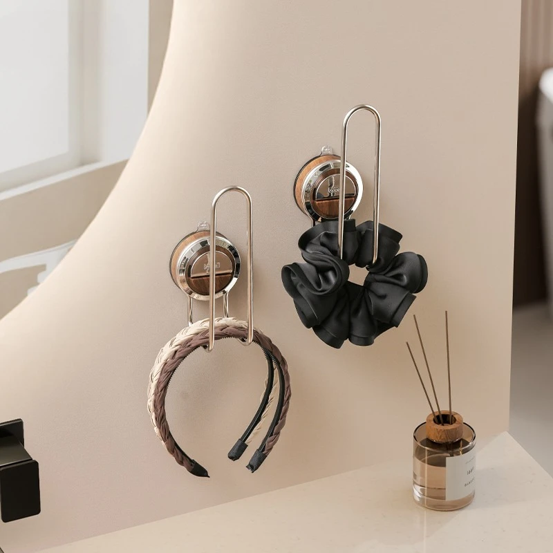 

Stainless Steel Hair Accessory Holder Bathroom No Drill Suction Cup Jewelry Storage Rack for Hair Rings And Accessories