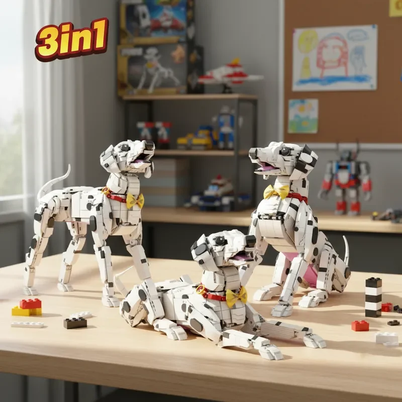 

NEW ​Creative Dalmatian Fire Dog Building Model Kit 3 in 1 Assembly Bricks STEM Educational Toys For Boys and Girls Gift​