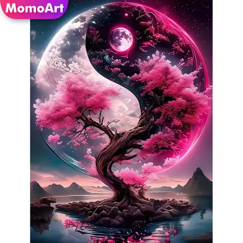 Momoart Diamond Mosaic Tree Landscape New Arrival DIY Painting Moon Acrylic Craft Supplies Embroidery Tai Chi Handmade Hobby