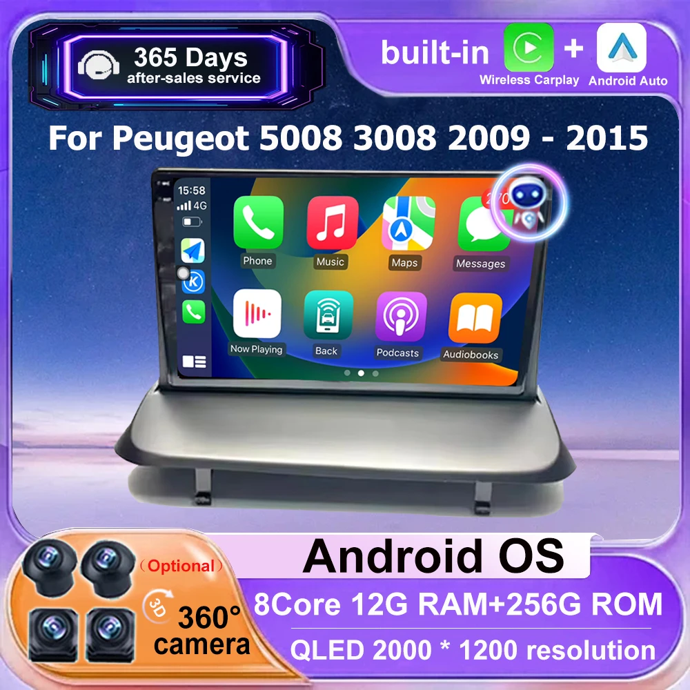 

Wireless Carplay For Peugeot 5008 3008 2009-2015 Android 16 Auto Car Radio GPS Navigation Multimedia Video Player Stereo 4G WIFI