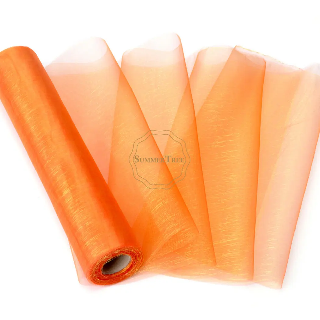 25meter x 29cm Orange Sheer Organza Roll Fabric DIY Wedding Party Chair Sash Bows Table Runner Swag Decor