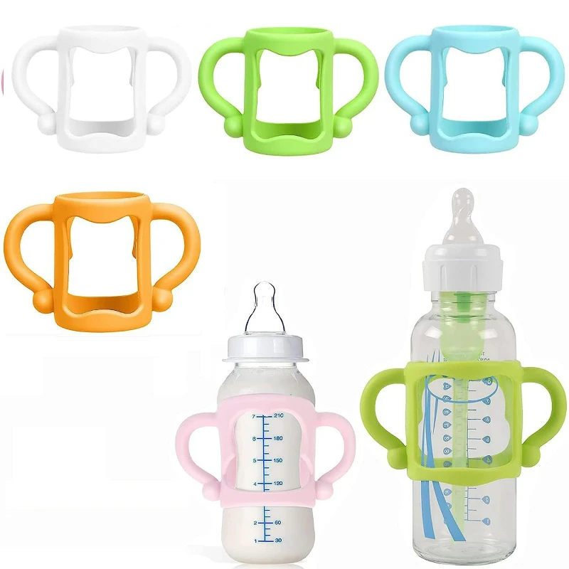 Asas de botella de bebé de silicona de grado alimenticio, Asa de taza Sippy de transición duradera, agarre para biberones de cuello ancho