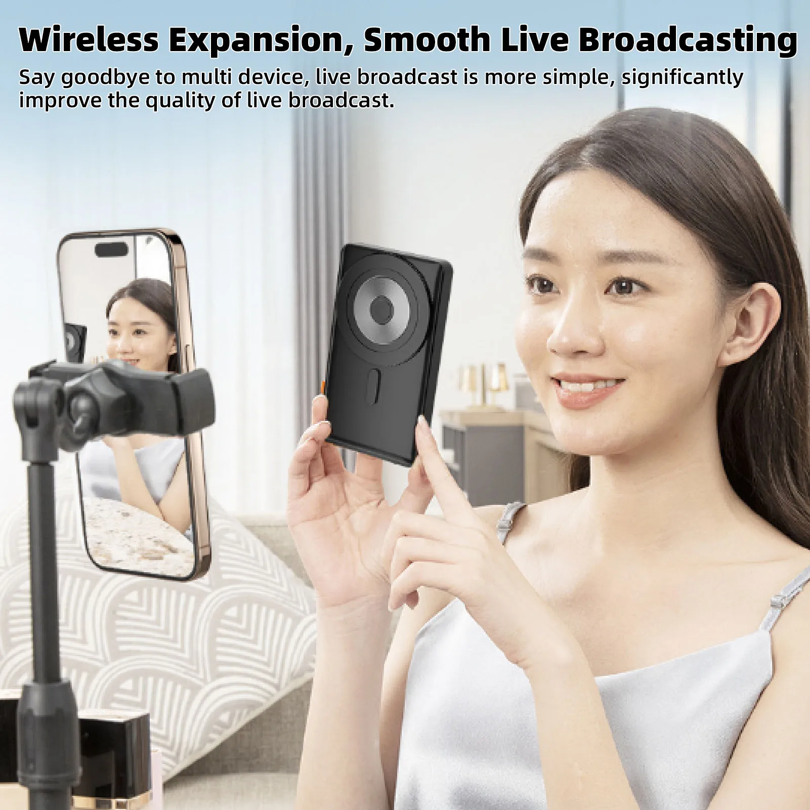 電話バックカメラスクリーン 1080P録画 2.4G/5Gワイヤレス 4.02インチ 磁気式 スマホVlog自撮りスクリーン 通勤用