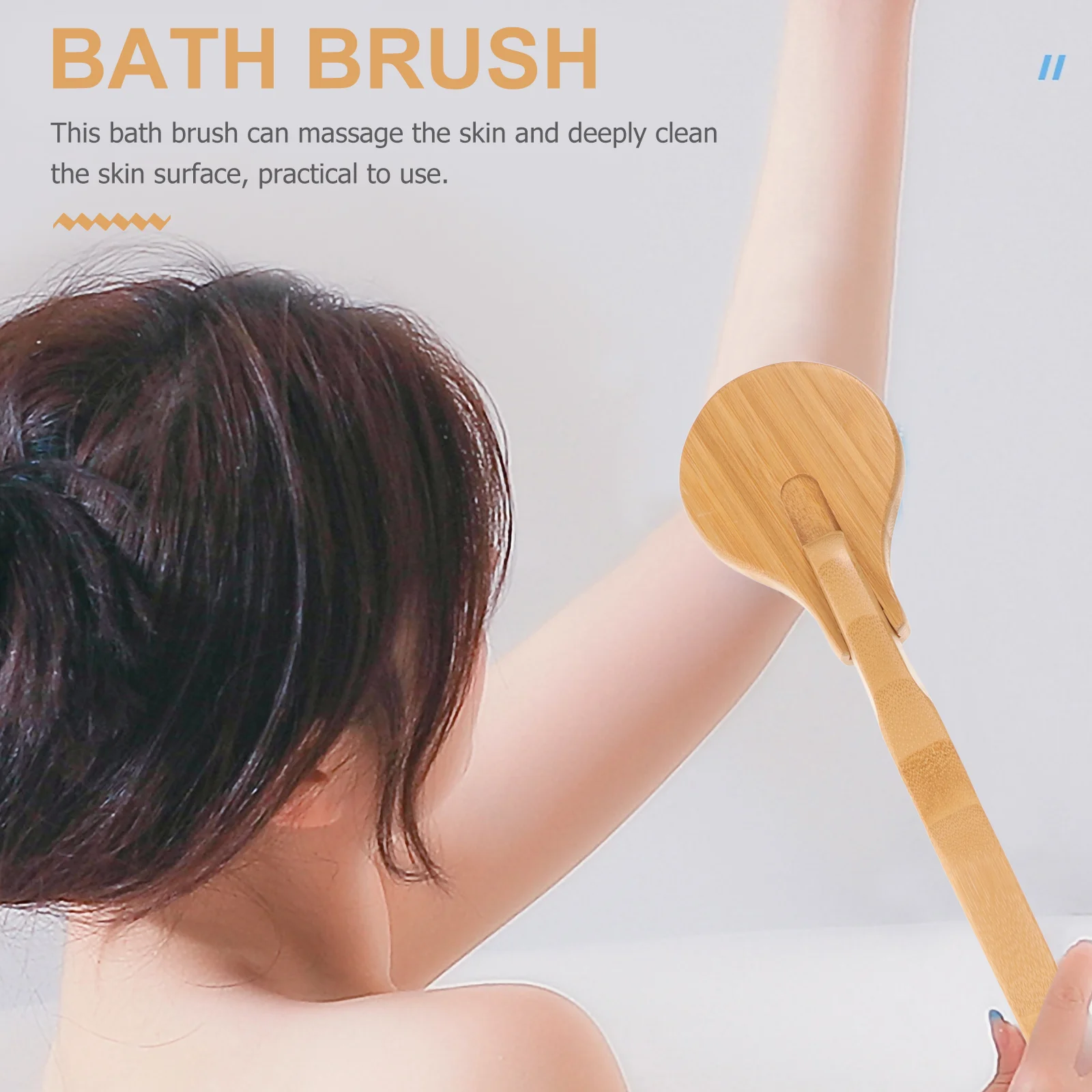 Bent Pole Wooden Bath Brush Back Scrubber for Shower Long Handle Cleaning Brush/Massage Bristles Body Elder