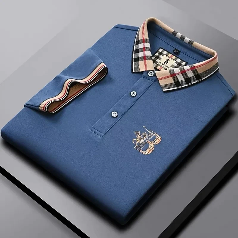 Polo de marque de luxe à manches courtes pour hommes, nouveau design jacquard, haut de golf classique à la mode, t-shirt respirant doux, été