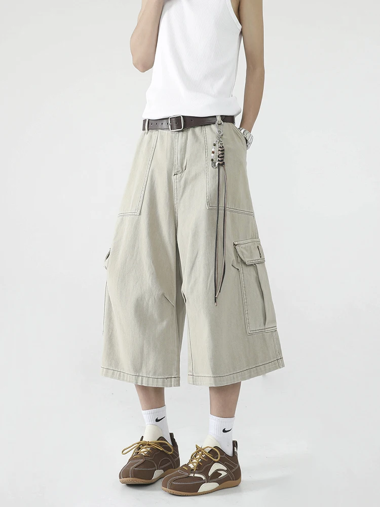 

Мужские повседневные шорты Boyue American Sle Workwear, уличные, до колена, прямого кроя, модные, в стиле карго, длиной 7/8