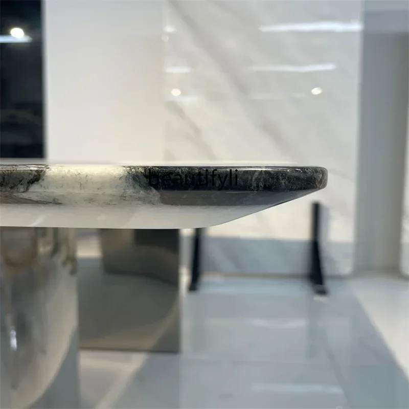 Natural Marble Dining Table Modern Simple Dining Table Restaurant Rectangular Luxury Stone Dining Table Chairs Household