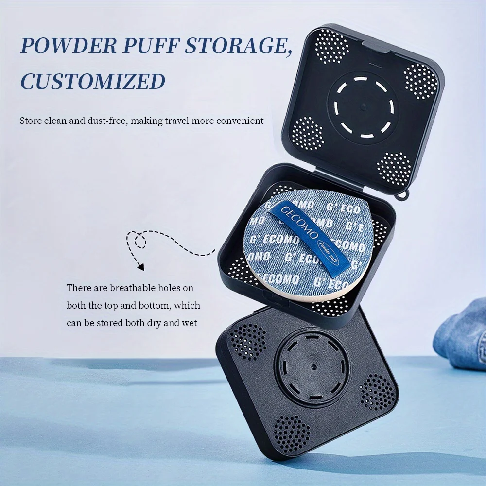 GECOMO Two-piece Denim Blue Powder Puff Set, Wet And Dry Dual Use, Soft And Powder-free, Long-lasting Makeup Sponge